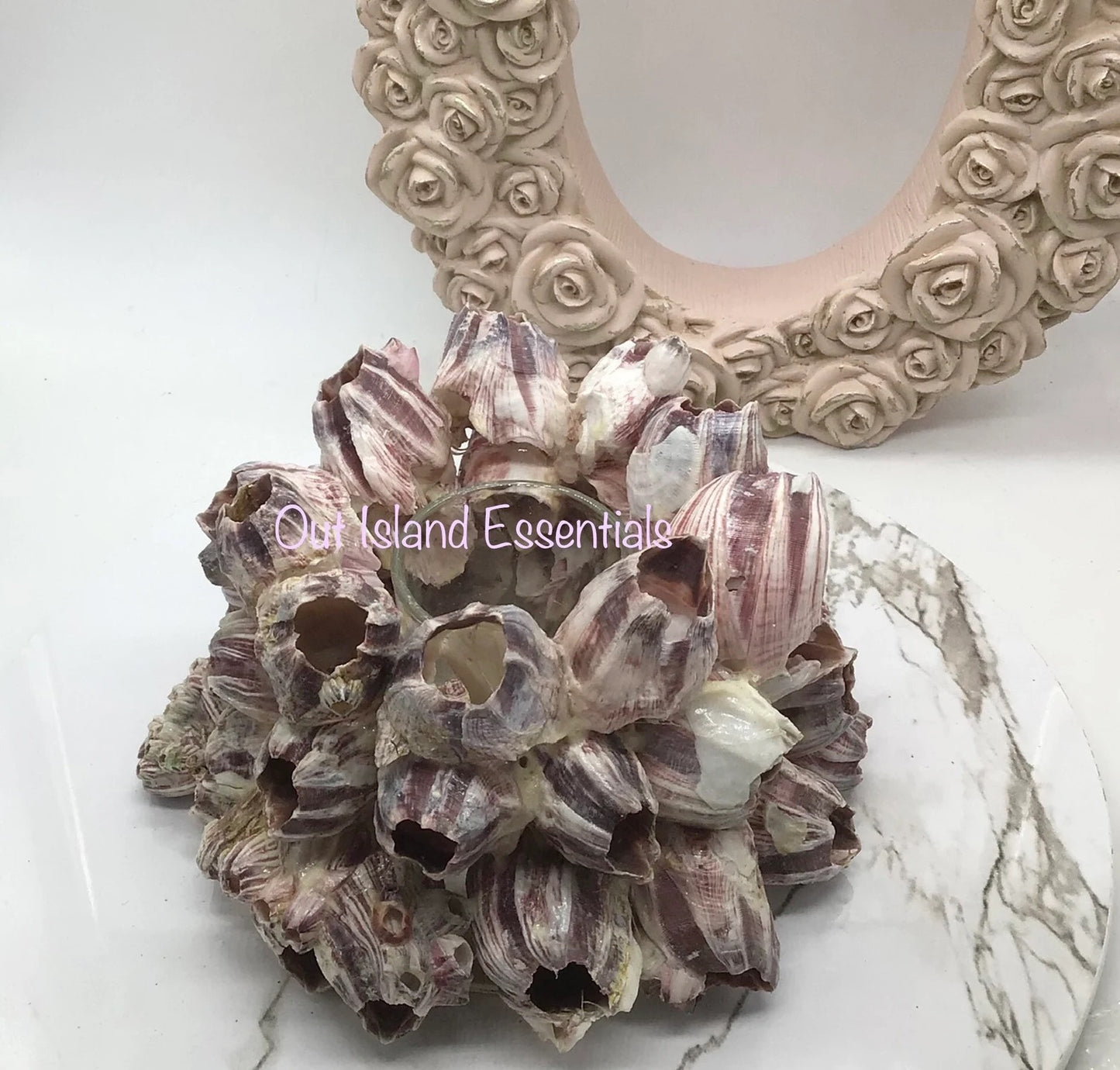 Purple Barnacle Candle Holder, Real Barnacle Votive Holder