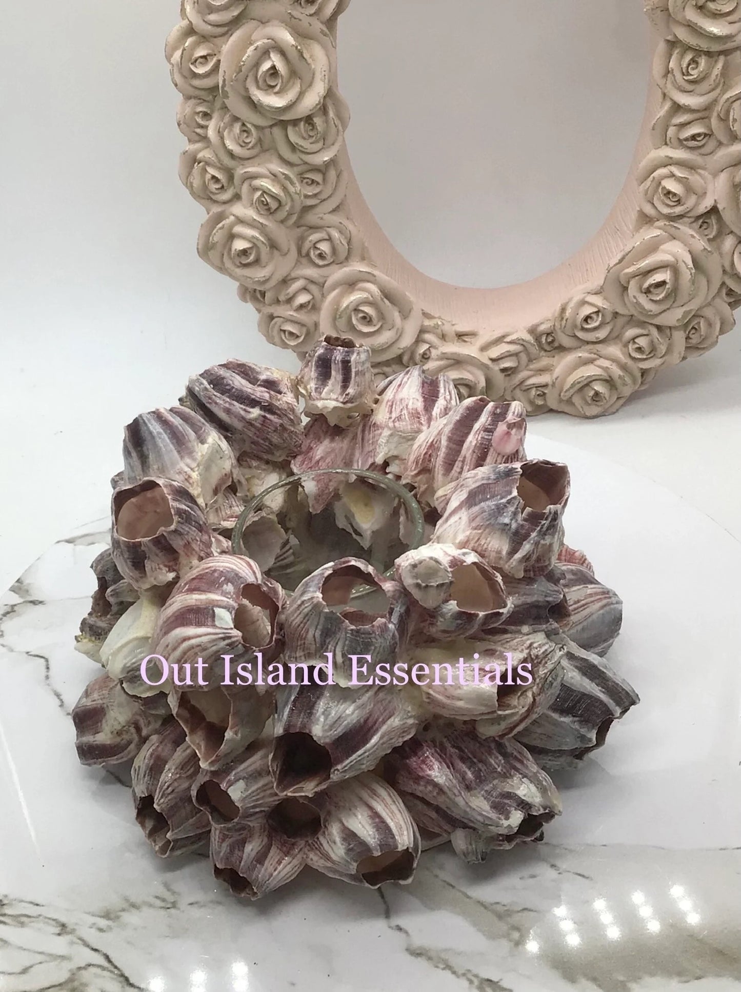 Purple Barnacle Candle Holder, Real Barnacle Votive Holder