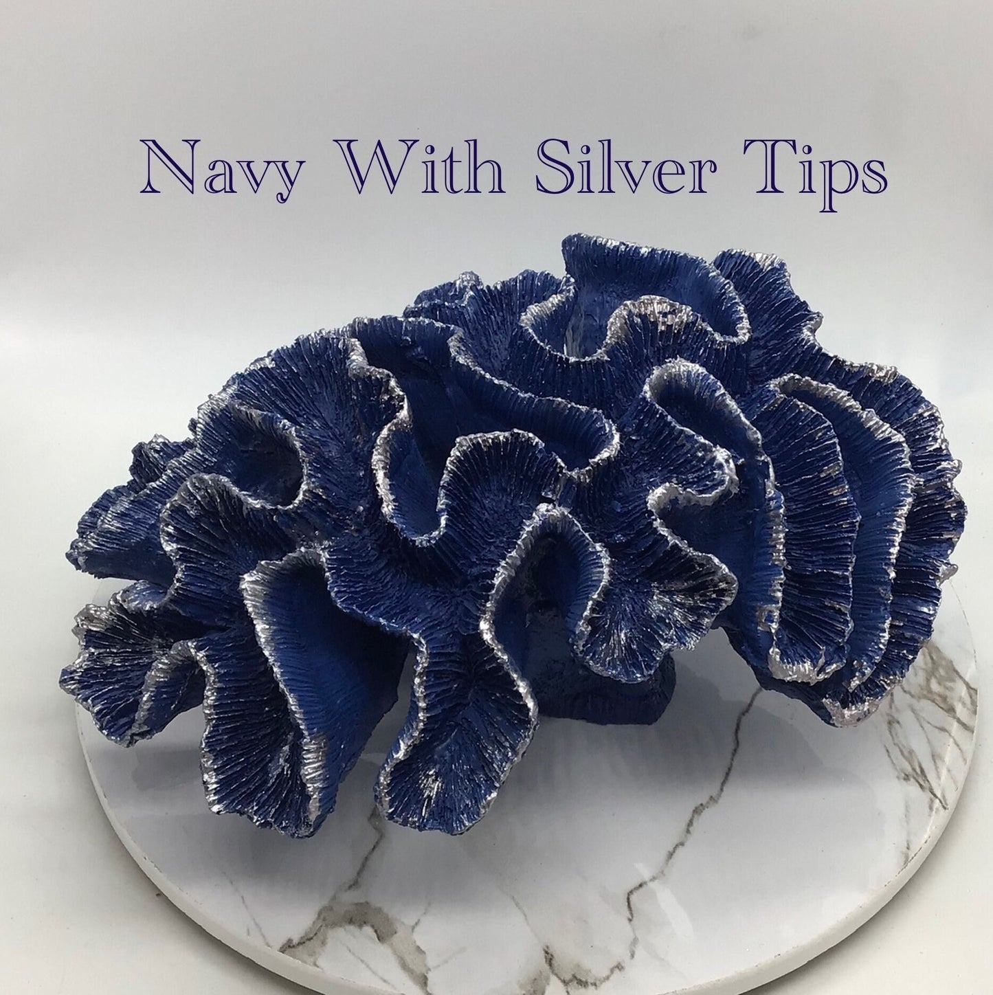 Faux Brain Coral Eco Friendly Coral Display, Faux Aqua And Navy Brain Coral Decor