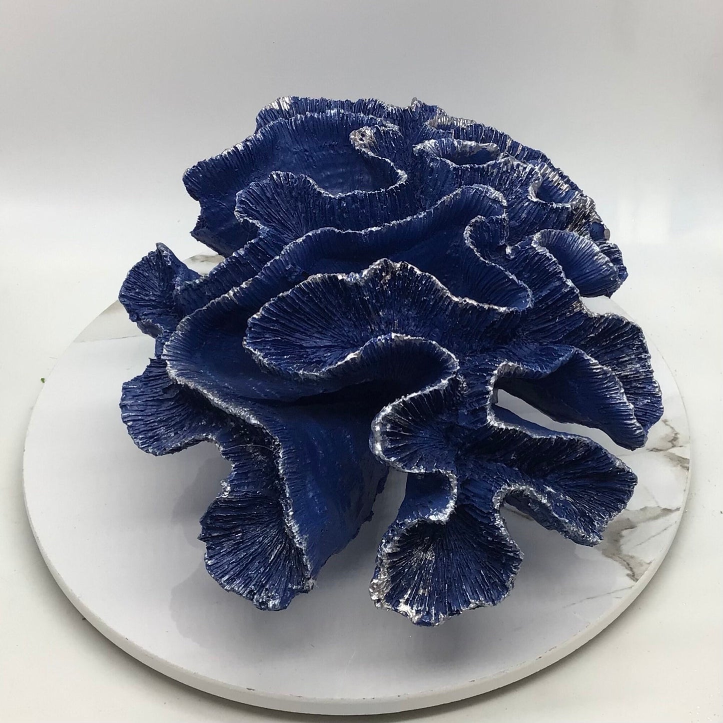 Faux Brain Coral Eco Friendly Coral Display, Faux Aqua And Navy Brain Coral Decor