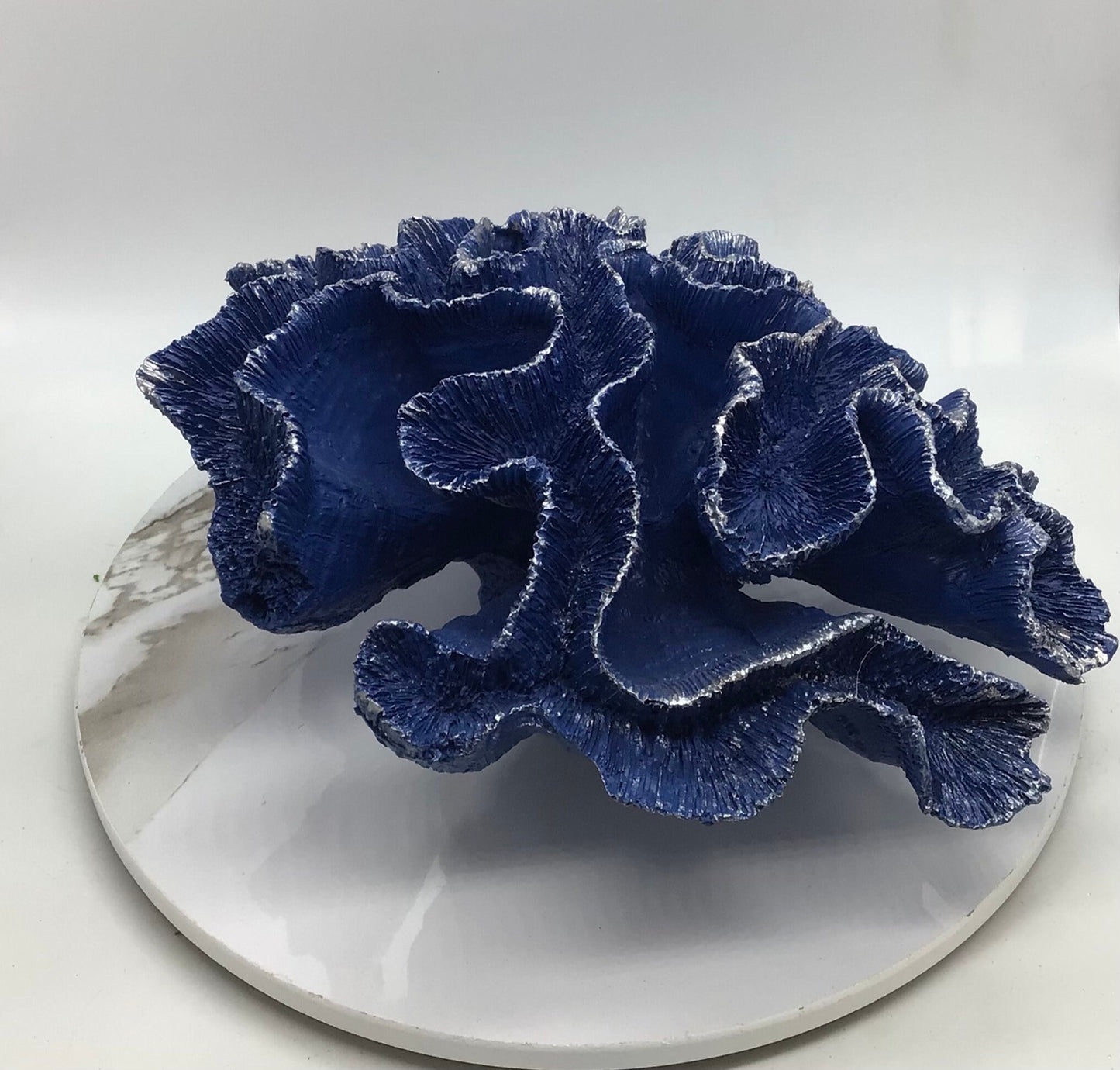 Faux Brain Coral Eco Friendly Coral Display, Faux Aqua And Navy Brain Coral Decor