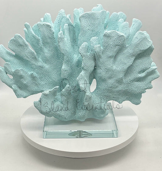 Faux Mounted Key West Blue Coral Display, Colorful Coral Decoration, Eco Friendly Mounted Coral