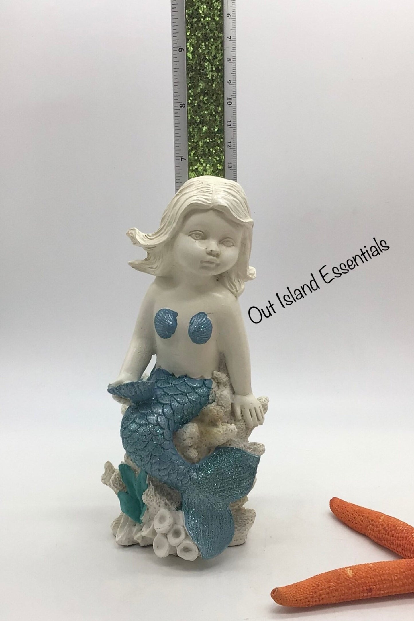 Mermaid Baby On A Coral, Cute Baby Mermaid, Little Mermaid, Baby Mermaid Decor