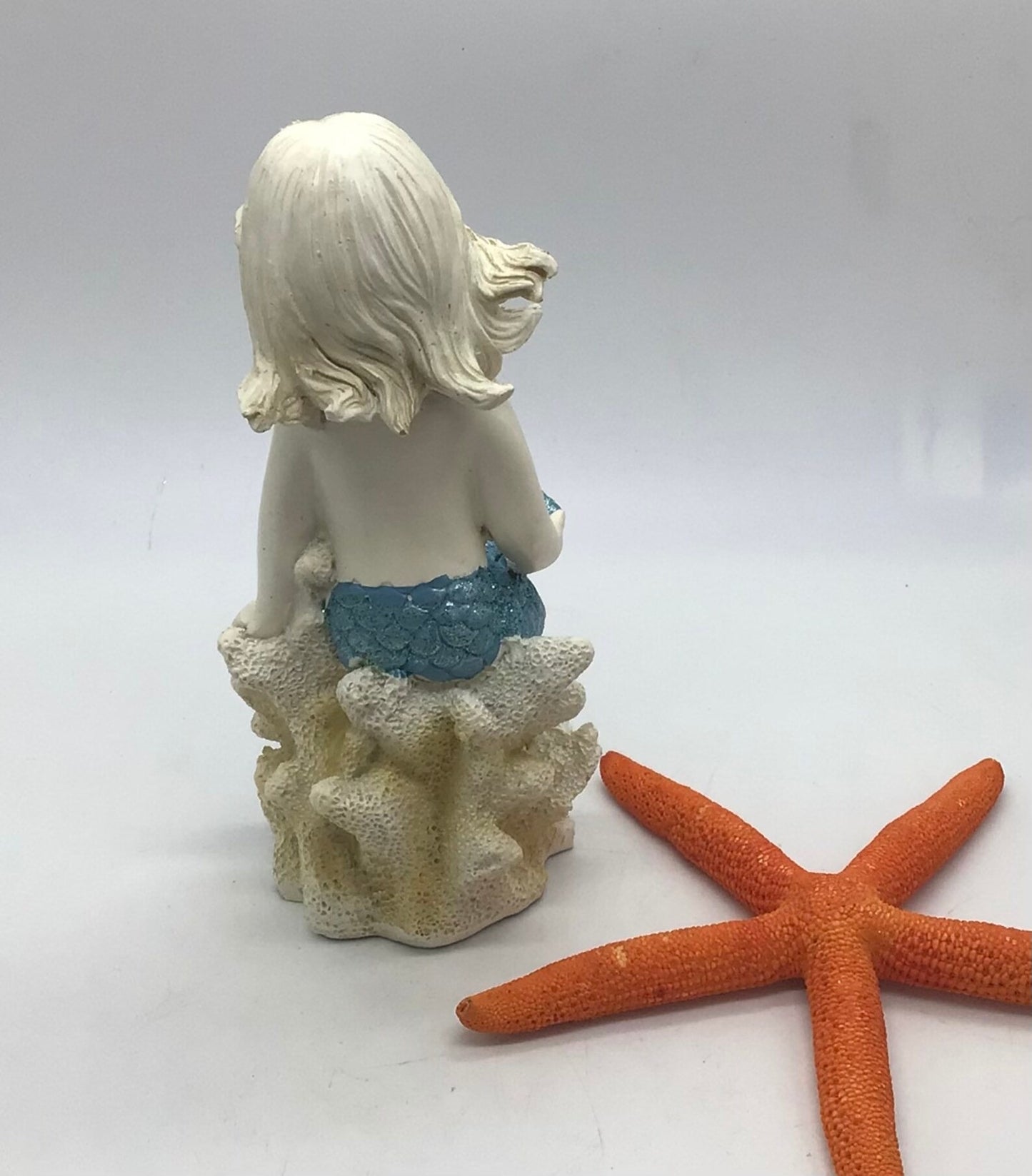 Mermaid Baby On A Coral, Cute Baby Mermaid, Little Mermaid, Baby Mermaid Decor