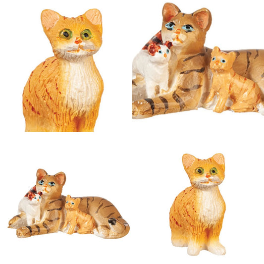 Miniature Cute Cats, Dollhouse Miniature Furry Pets, Miniature Mommy Cat