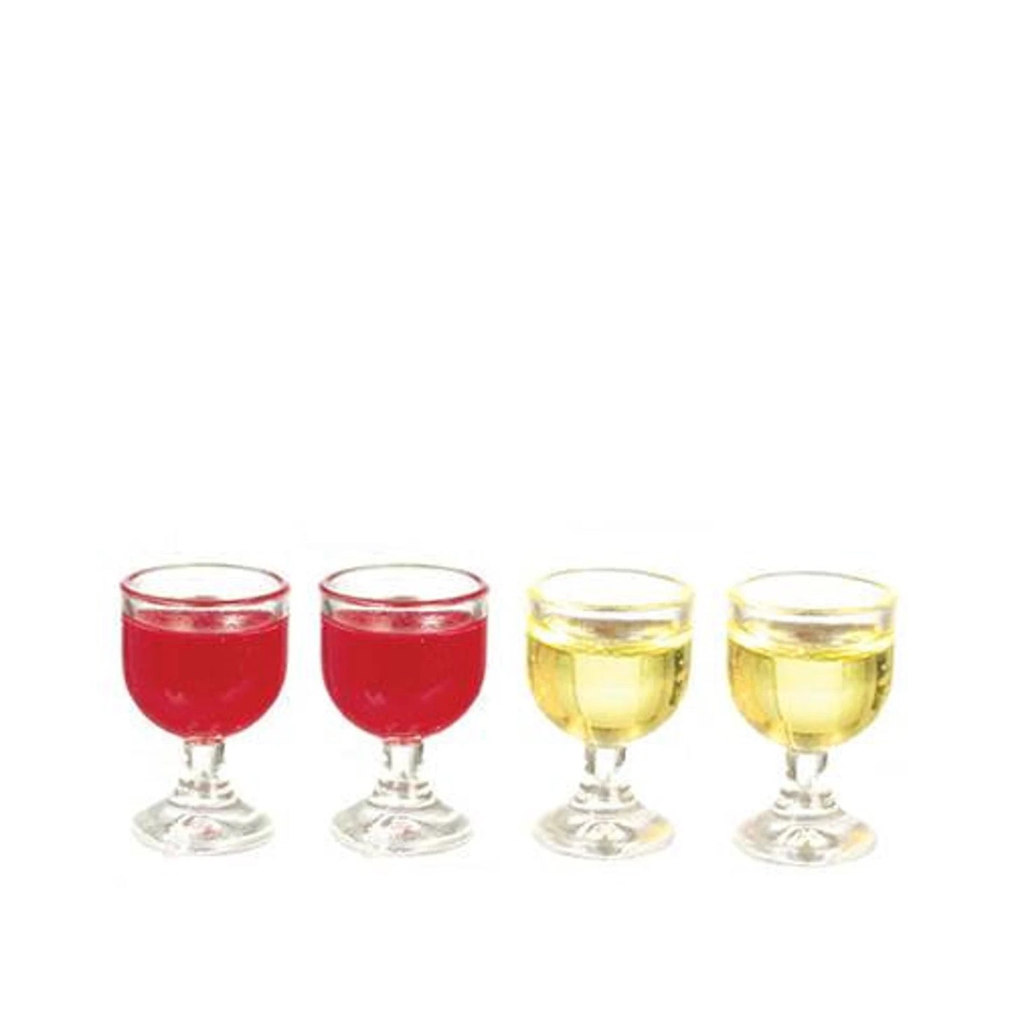 Miniature Glasses Of Wine | 4 Filled Wine Glasses | Miniature Doll Cocktails | Miniature Dollhouse Entertaining | 1:12 Scale