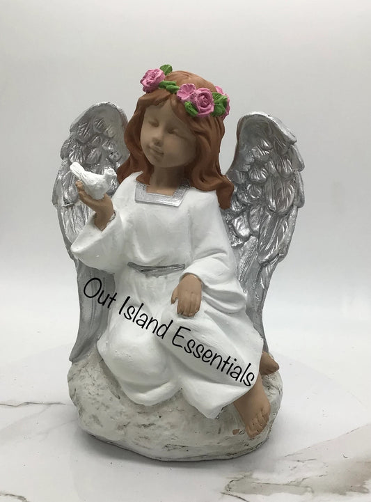 OOAK Brown Angel I White Dove Brown Girl Angel I Little Girl Praying Angel I African Angel I Little Girl Peaceful Angel I Black Girl Angel