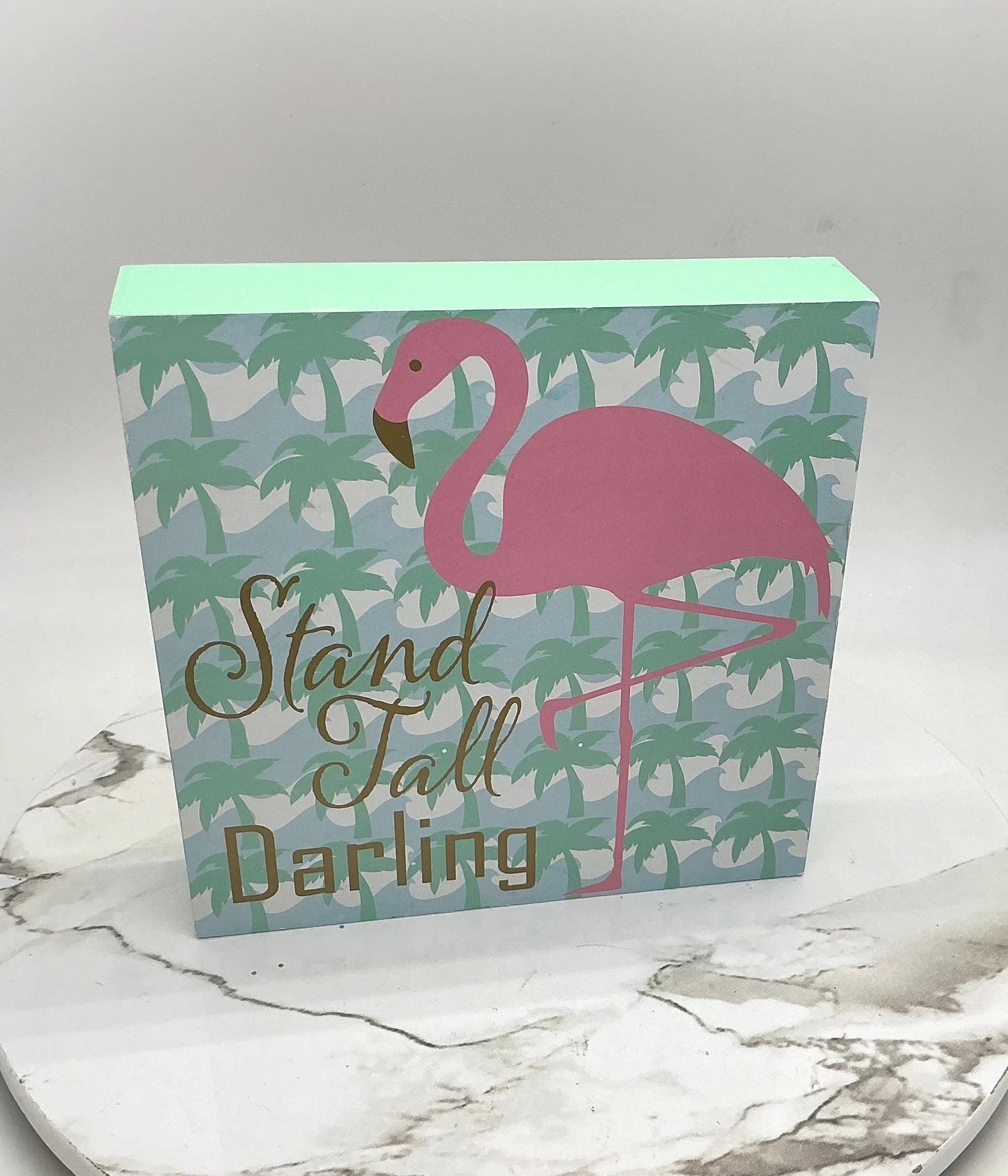 Flamingo Wooden Table Top Decor, Pink Flamingo Coastal Decor