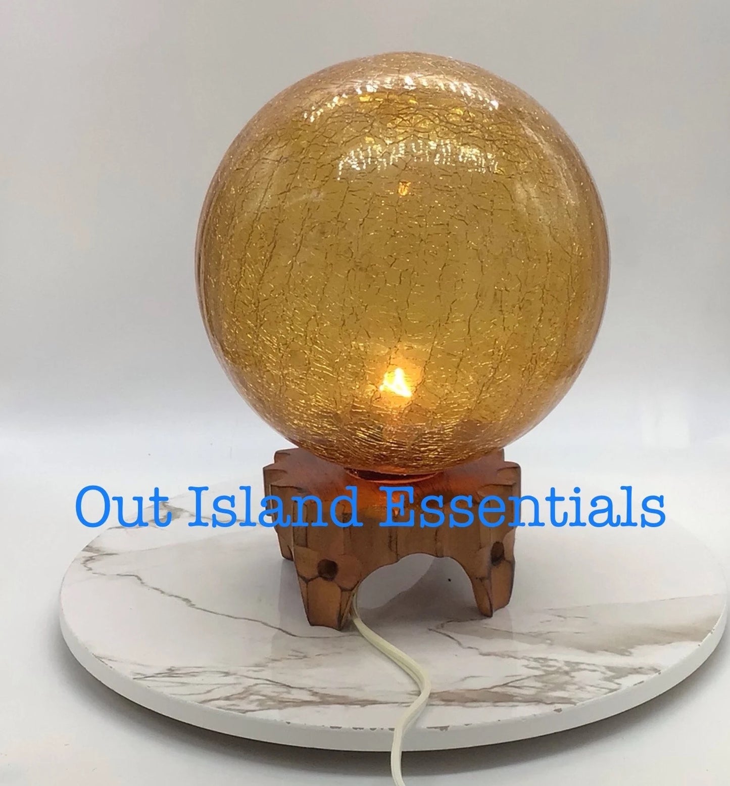 8" Amber Crackle Mounted Coastal Globe Ambient Lighting