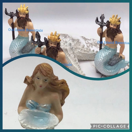 The Littlest Mermaid Or King Triton Statues, Mini Mermaid Or King Triton