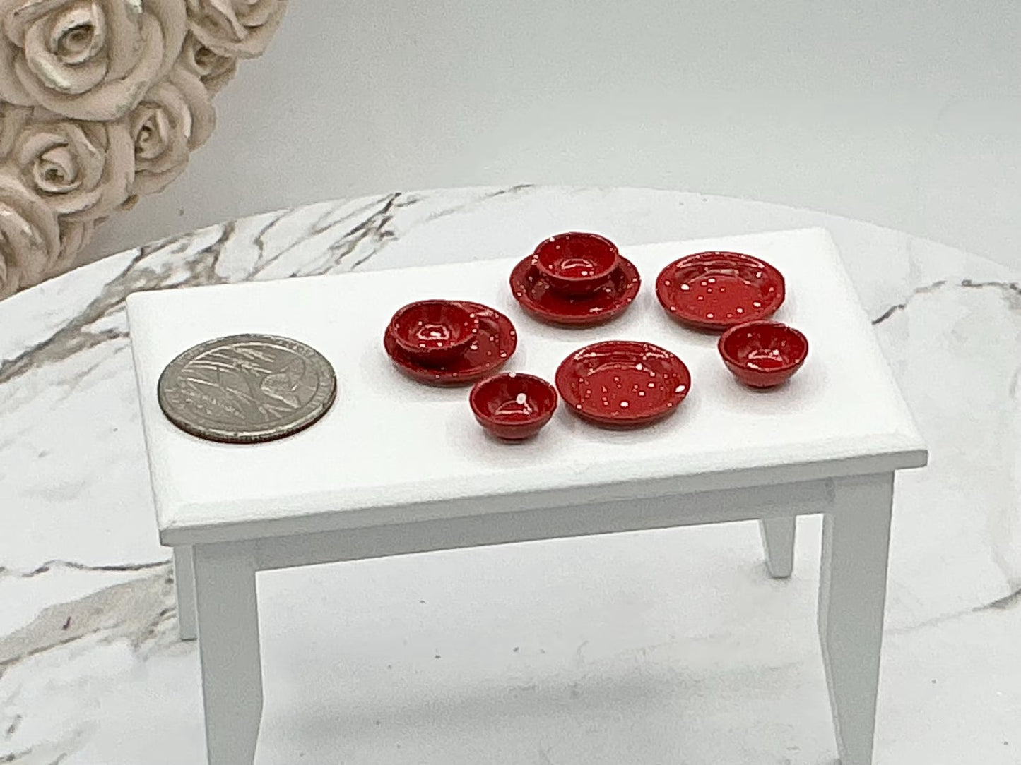 8 Pcs. Dollhouse Dishes I Miniature Doll Plates I Miniature Dollhouse Food Dishes I 1:12 Scale Dollhouse Accessories