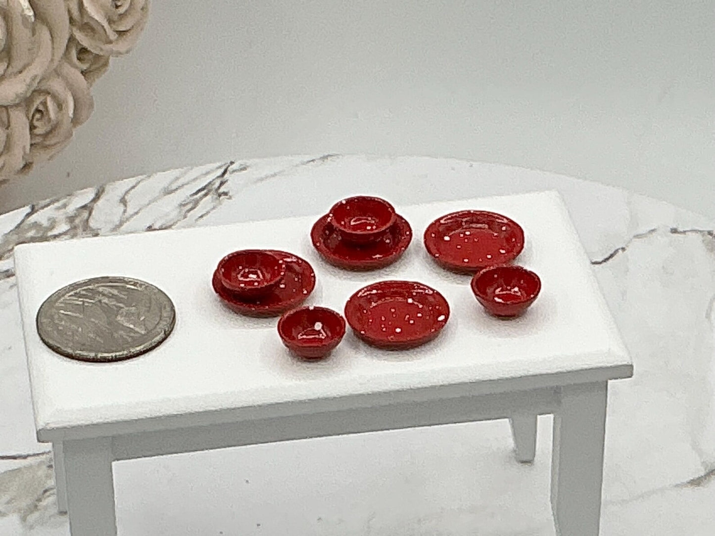 8 Pcs. Dollhouse Dishes I Miniature Doll Plates I Miniature Dollhouse Food Dishes I 1:12 Scale Dollhouse Accessories