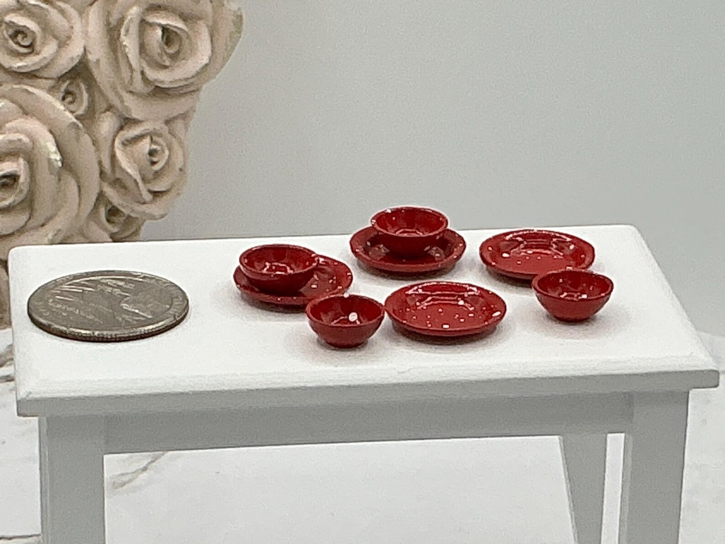 8 Pcs. Dollhouse Dishes I Miniature Doll Plates I Miniature Dollhouse Food Dishes I 1:12 Scale Dollhouse Accessories