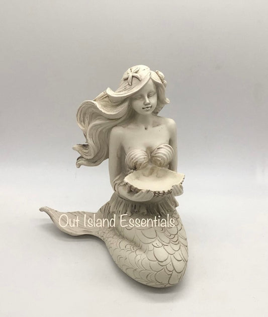 Mermaid Holding Clam  Statue | Mermaid Decoration | Daydreaming Mermaid | Relaxing Mermaid | Mermaid Decor I A Mermaid And Her Shell