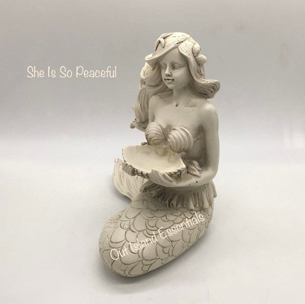Mermaid Holding Clam  Statue | Mermaid Decoration | Daydreaming Mermaid | Relaxing Mermaid | Mermaid Decor I A Mermaid And Her Shell