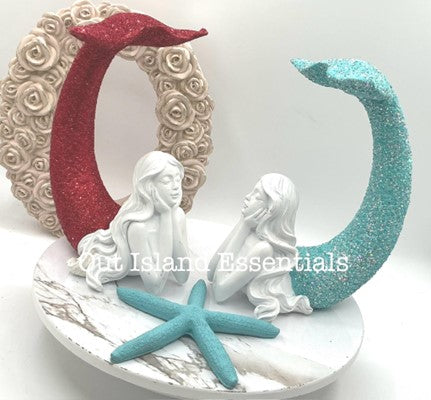 Extreme Glitter Tail Up Mermaid Statue | Glitter Mermaid Decoration | Fancy Tail Mermaid