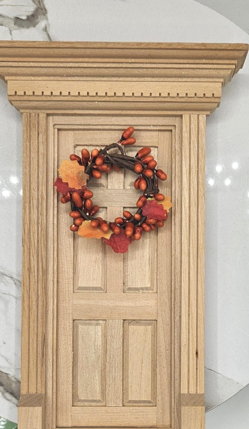 Artisan Made Dollhouse Miniature Fall Wreath I Miniature Doll Wreath I Miniature Autumn Decor I 1:12 Scale Doll Fall