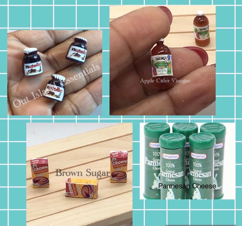 Miniature Condiments I Dollhouse Grocery I Miniature Doll Food Essentials I Miniature Dollhouse Food I 1:12 Scale Dollhouse Accessories