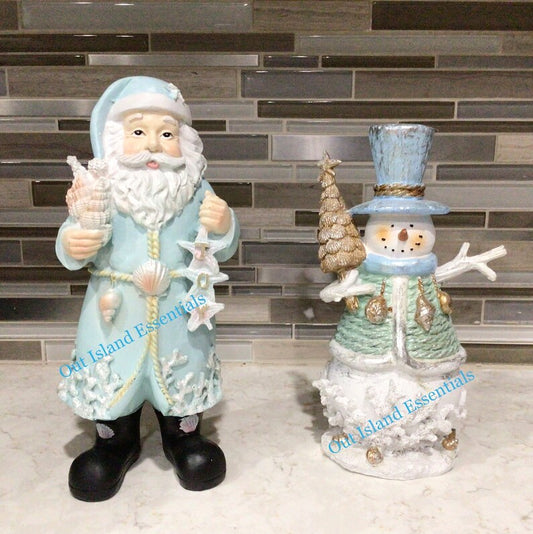 One Coastal Santa Or Coastal Snowman I Santa Christmas Statue I Beachy Christmas Snowman I Elegant Coastal Santa I Coastal Christmas Cottage