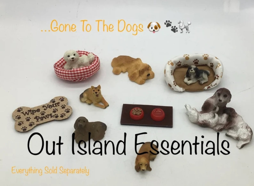 Miniature Dog I Dollhouse Miniature Pet I Miniature Furry Pets I Three Miniature Playing Dogs