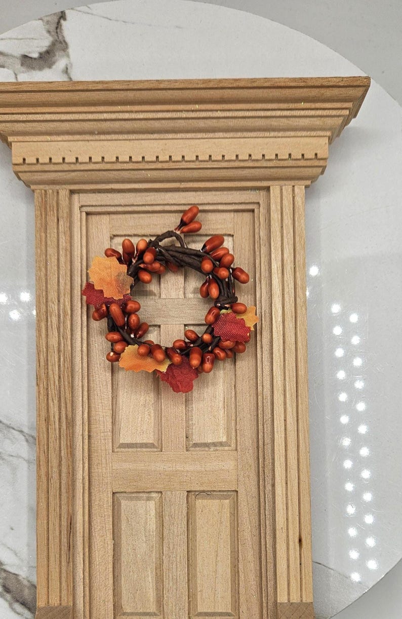 Artisan Made Dollhouse Miniature Fall Wreath I Miniature Doll Wreath I Miniature Autumn Decor I 1:12 Scale Doll Fall