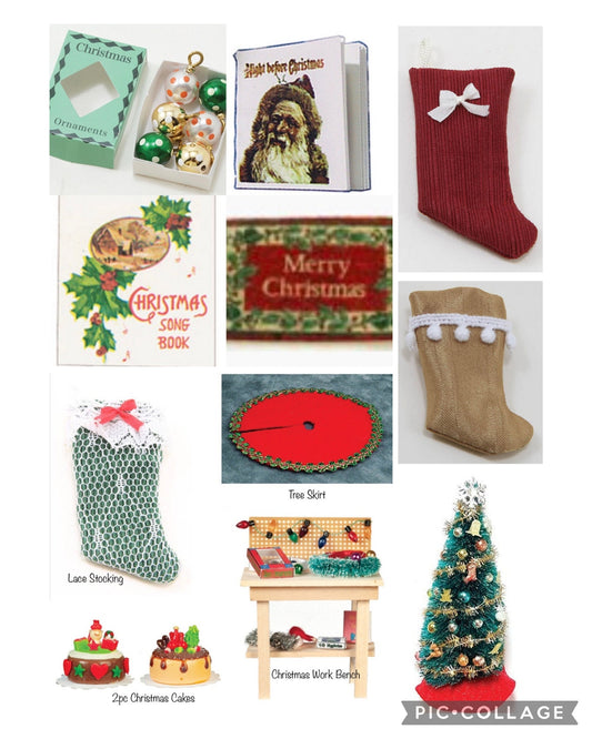 Miniature Dollhouse Christmas I Assorted Miniature Christmas Accessories I Miniature 1:12 Scale Christmas Decorations