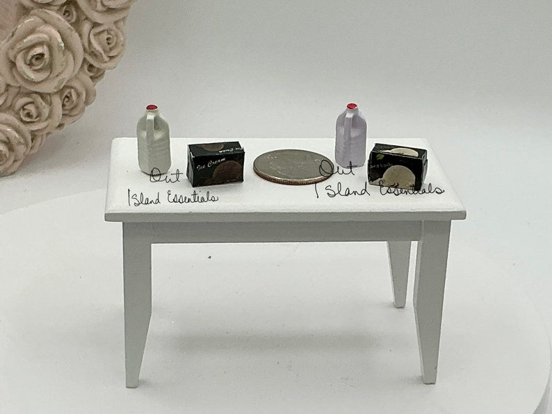 Miniature Milk And Ice Cream | Dollhouse Dessert I Miniature Half Gallon Milk And Ice Cream I Miniature Dollhouse Food I 1:12 Scale