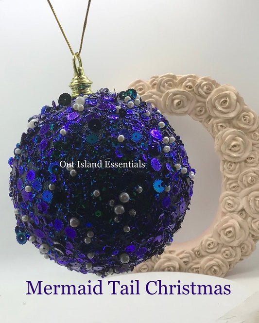 Mermaid Tail | Coastal Mermaid Ornament I Coastal Ornament I Coastal Cottage I Blue Bling Ornament  Coastal Christmas