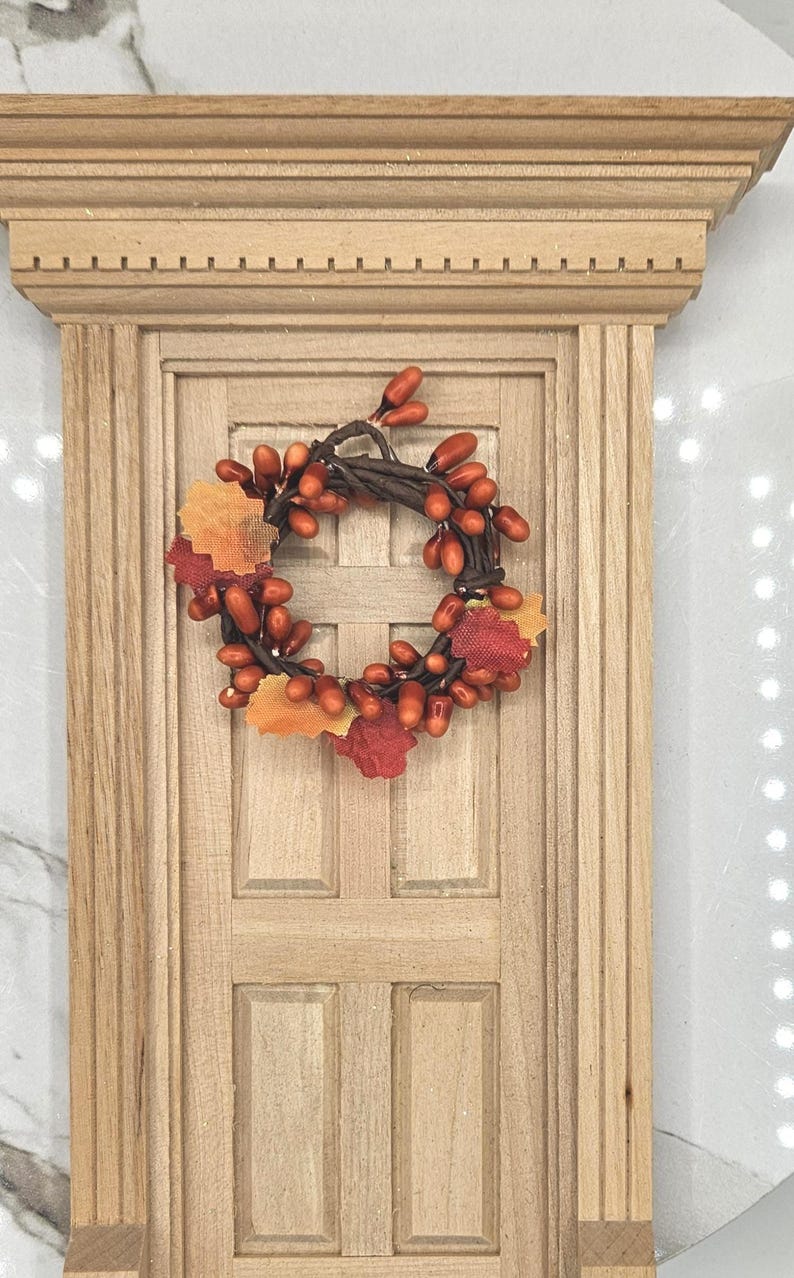 Artisan Made Dollhouse Miniature Fall Wreath I Miniature Doll Wreath I Miniature Autumn Decor I 1:12 Scale Doll Fall