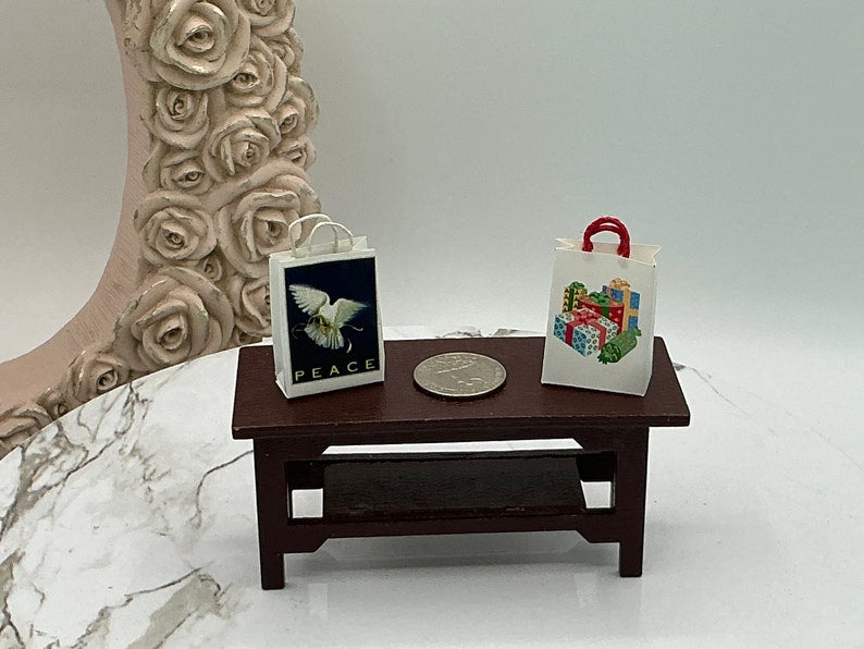 Miniature Shopping Bags I Dollhouse Christmas Shopping Bags I 1:12 Scale Dollhouse Christmas Accessories