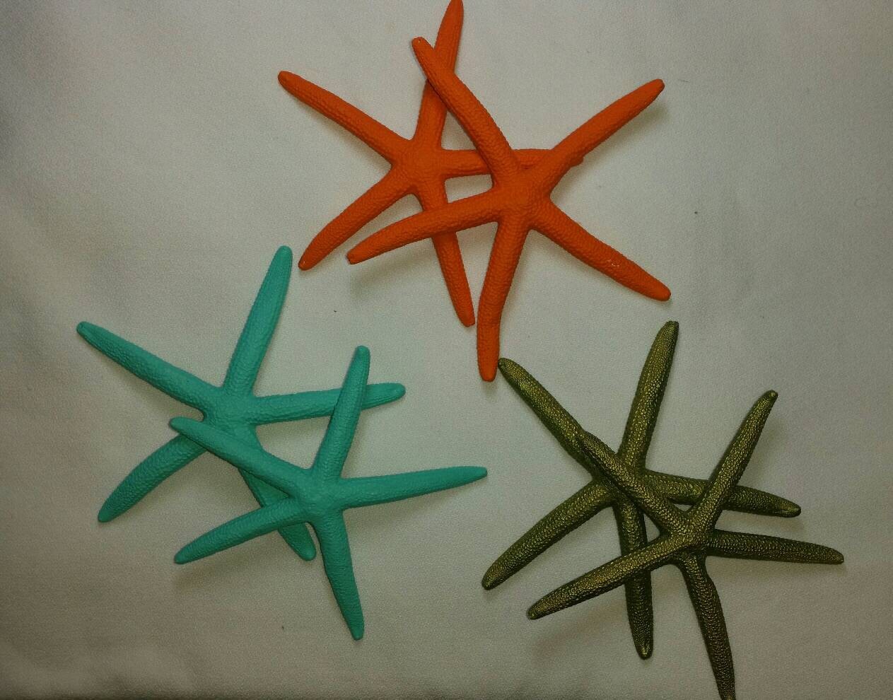 3 Pc. Hand Painted Starfish, Starfish Decoration, Glitter Starfish