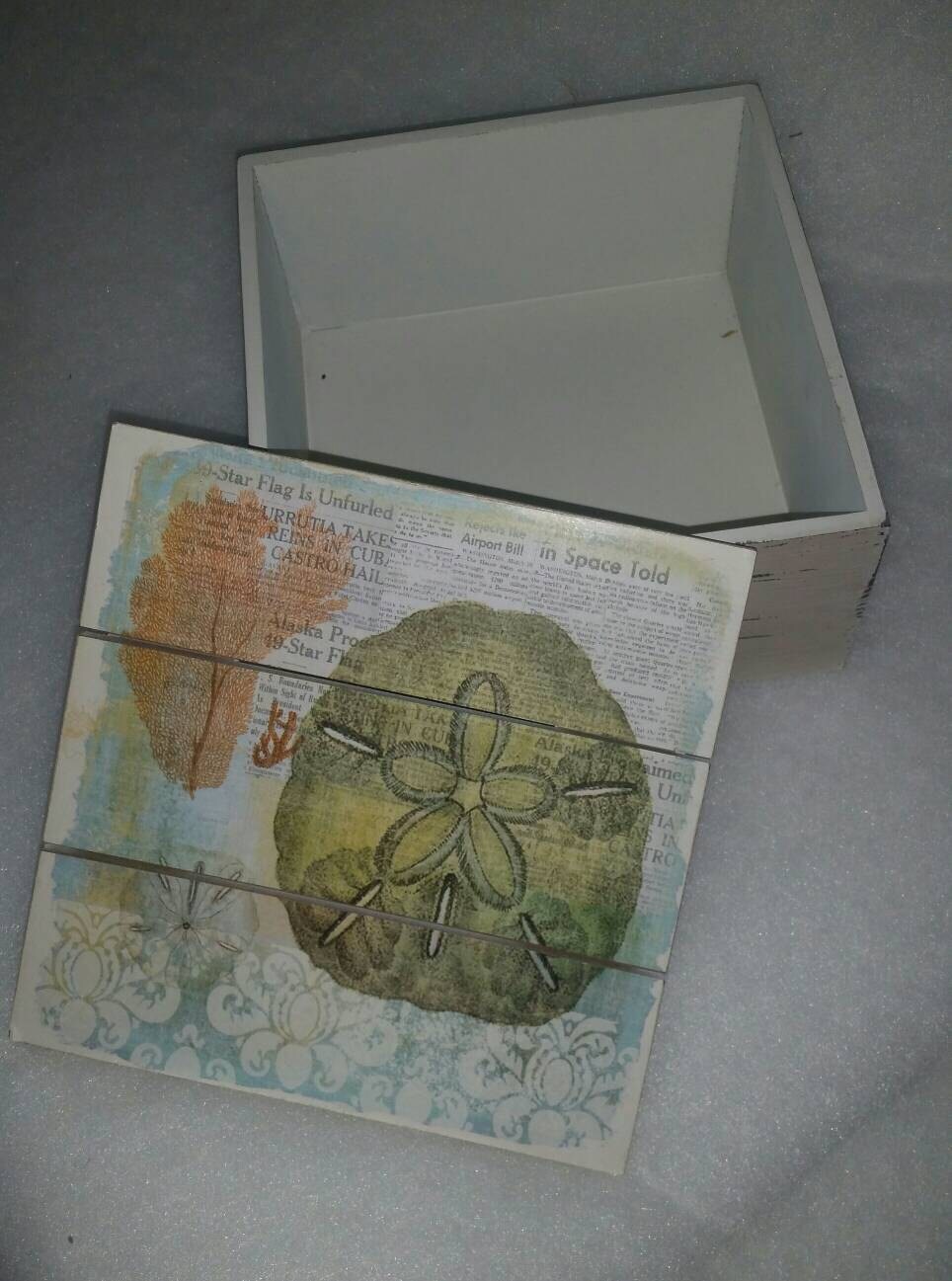 Seashell Box, Seashell Trinket Box, Gift Box, Seashell Display Box, Seashell Wooden Box