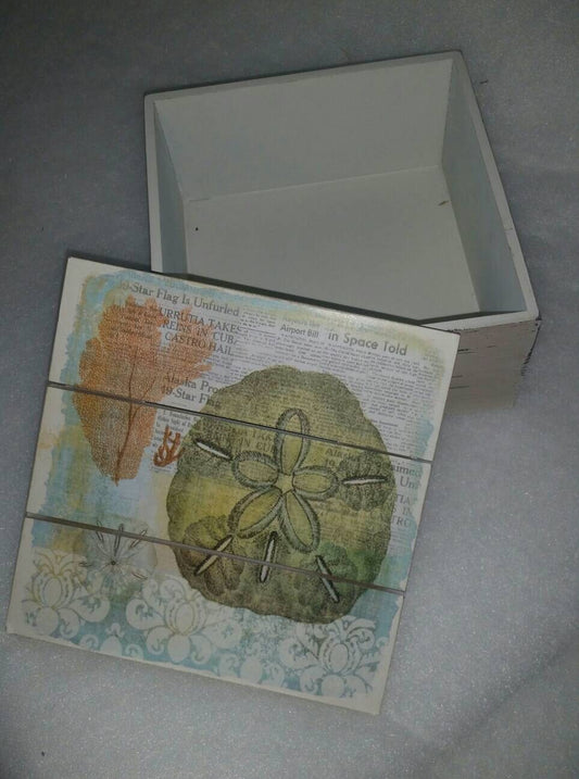 Seashell Box, Seashell Trinket Box, Gift Box, Seashell Display Box, Seashell Wooden Box