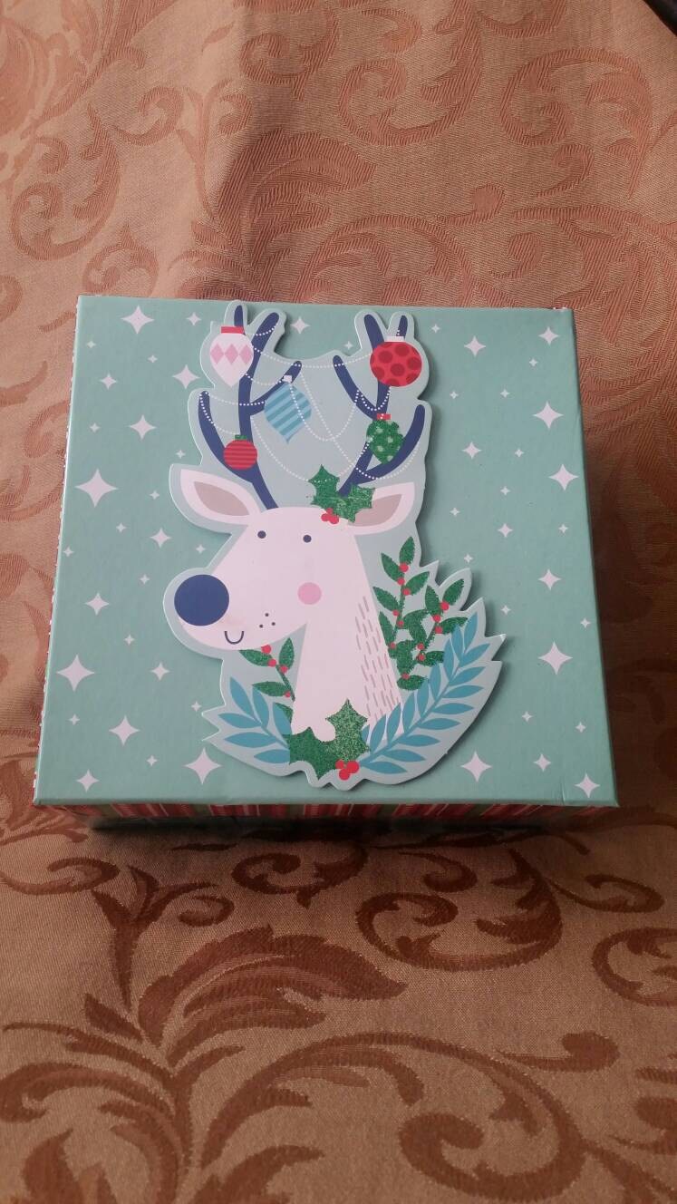 Reindeer 3D Gift Box, Ornament Gift Box, Ornament Exchange Gift Box, FREE Shipping WITH Ornament Purchase 6 3/4 x 6 3/4 x 3 3/8"