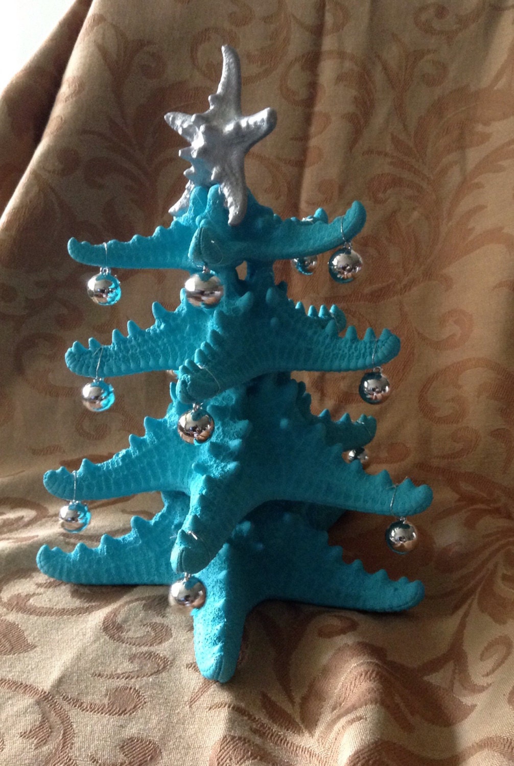 Extra Large Aqua Starfish Christmas Tree Decoration, Starfish Christmas Tree, Starfish Beach Christmas Tree, Table Top Christmas Tree