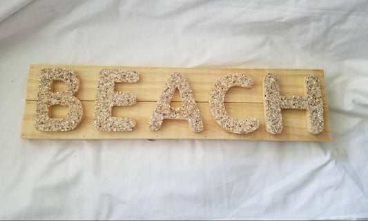 Beach Sign , Pool Decor, Coastal Bathroom Decor, Beach Cottage Wall Sign, Florida Room Accent, Shell Sign, Seashell Sign