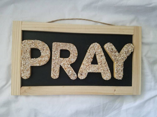 PRAY Beach Sign| Beach Cottage Wall Sign | Pray Sign | Religious Signs| Christian Signs | Coastal Cottage Accents | Seashell Signs