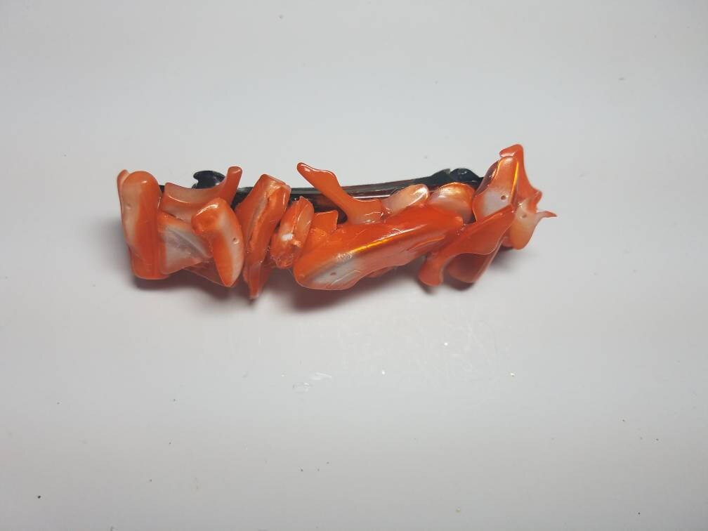 Orange Hair Clip, Oyster Shell Hair Clip