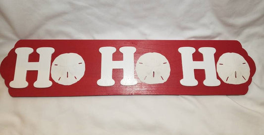 HoHoHo Sign, Beach Sign, Coastal Christmas Sign, Ho Ho Ho Sign, Sand Dollar Sign, Beach Cottage Sign, Nautical Christmas Sign, HoHoHo Beach