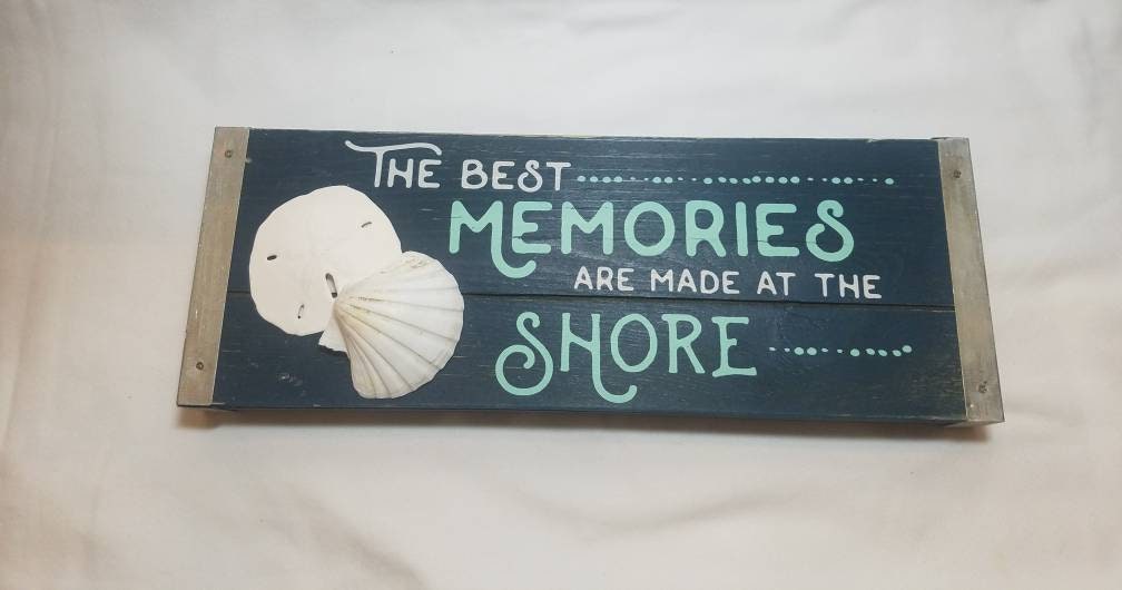 Beach Sign,  Coastal Christmas Sign,  Beachy Christmas Sign,  Seashell Sign,  Shell Sign,  Beach Cottage Table Sign, Coastal Memories