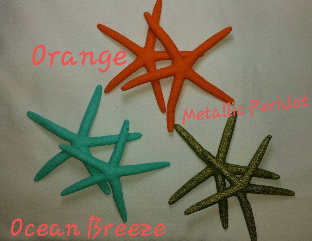 3 Pc. Hand Painted Starfish, Starfish Decoration, Glitter Starfish