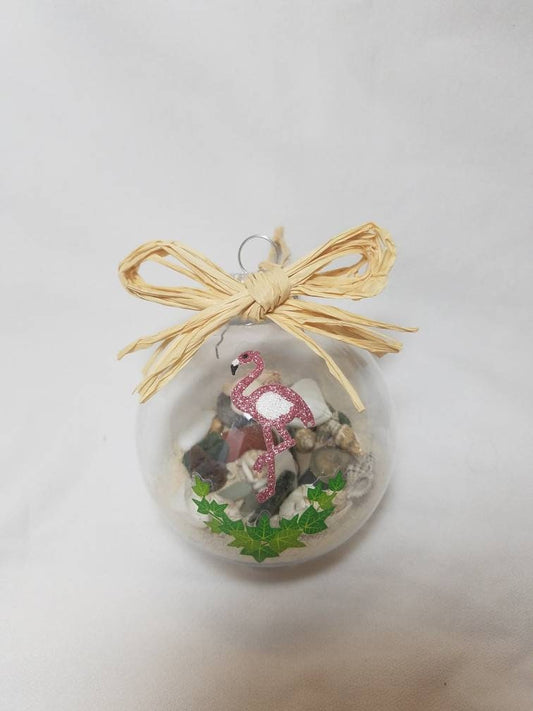 Flamingo Christmas Ornament, Hand Made Flamingo Ornament