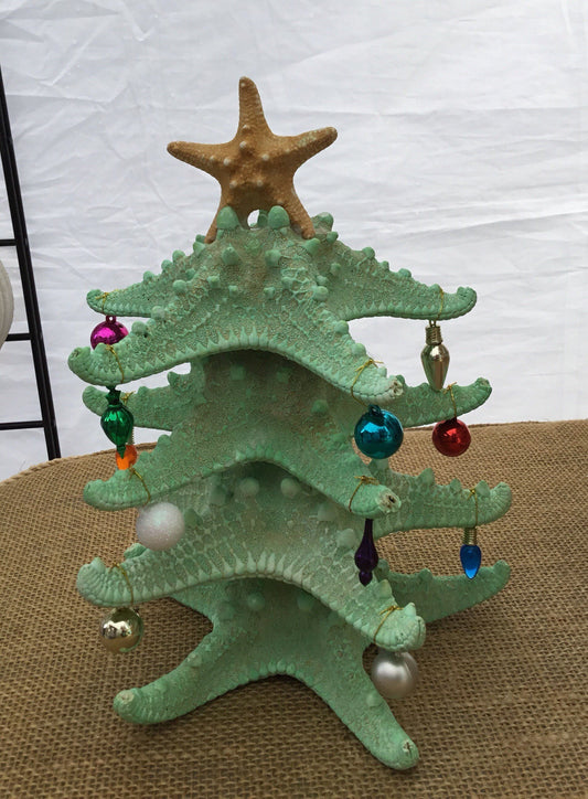 Starfish Christmas Tree, Mini Christmas Tree,  9" Green Starfish Tree, Tabletop Christmas Tree,  Starfish Tree