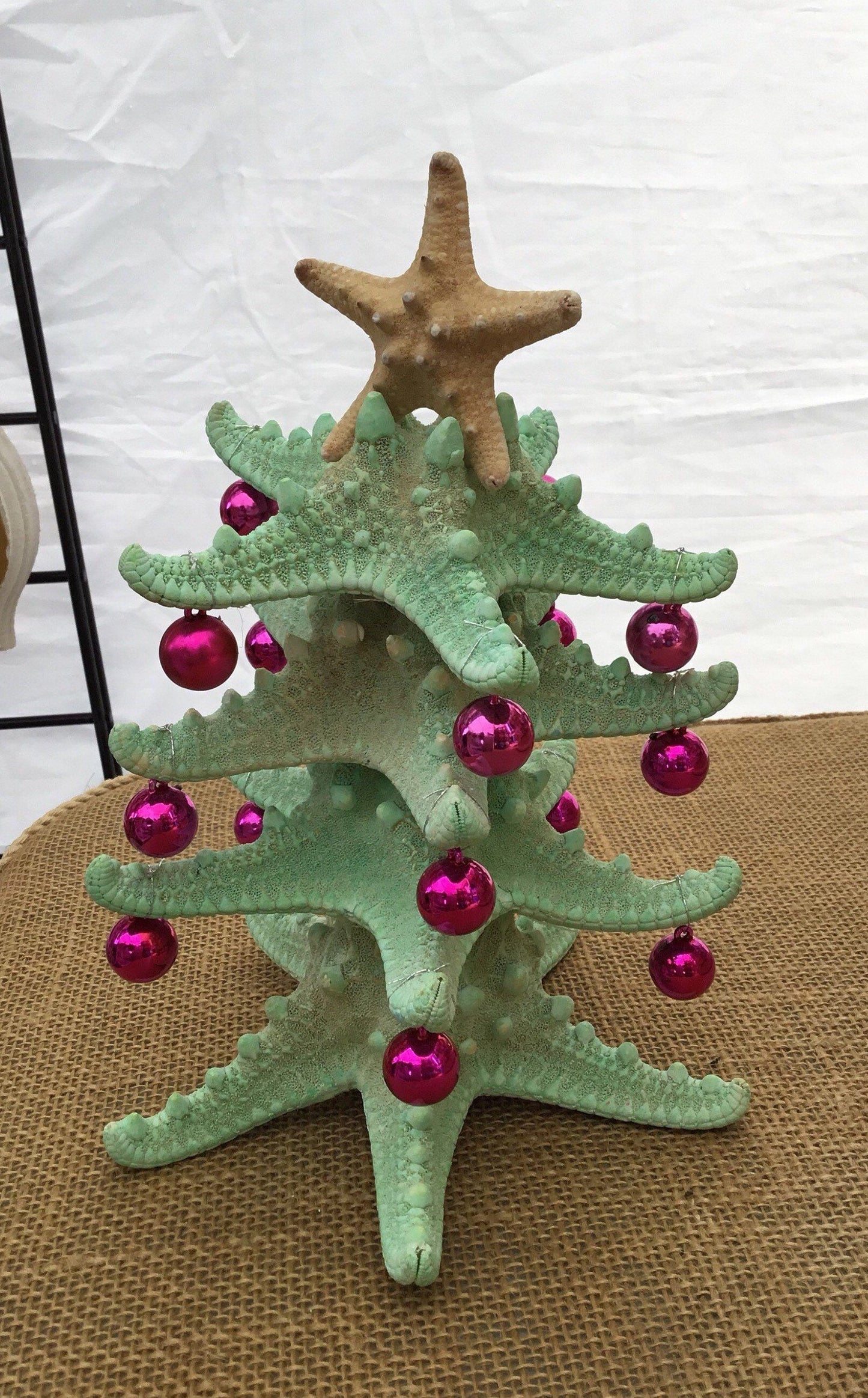 Starfish Christmas Tree I Medium Starfish Christmas Tree I Starfish Christmas Tree I Green With Hot Pink Ornaments Table Top Christmas Tree