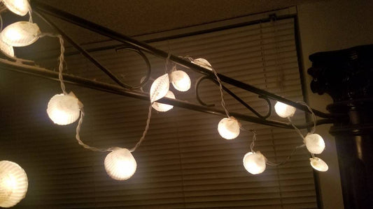 50 Coastal Lights I Nautical Lights I Coastal Lights Garland I Coastal Christmas Lights I Coastal Garland I Stringed Shells