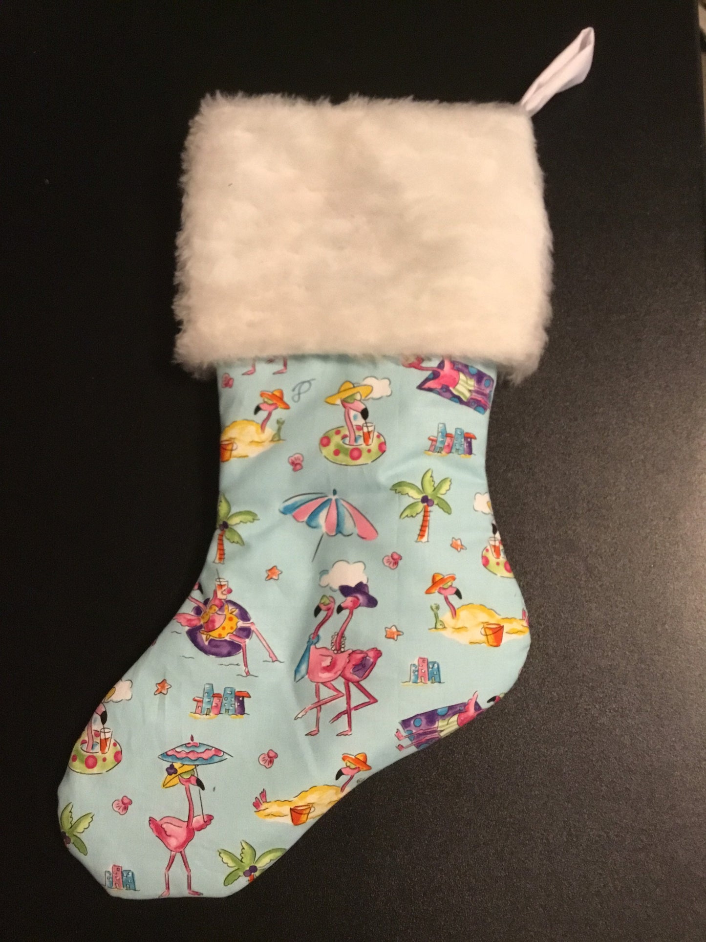 Flamingo Beachy Christmas Stocking