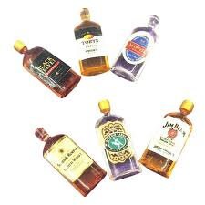 6 Pcs. Dollhouse Rum I Miniature Doll Spirits I Dollhouse Drinks I Miniature Dollhouse Food I 1:12 Scale Dollhouse Accessories