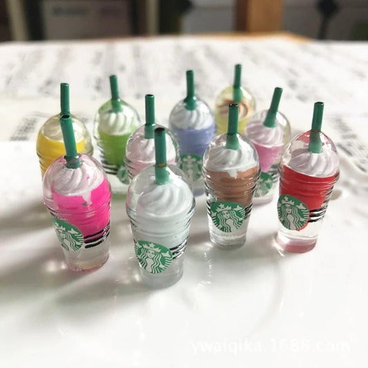 4 Pcs. Dollhouse Miniature Frappuccino I Miniature Doll Drinks I Miniature Dollhouse Food I 1:12 Scale Dollhouse Accessories