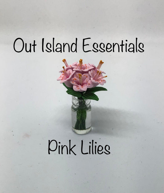 1 Pc Dollhouse Miniature Pink Lilies 1:12 Scale