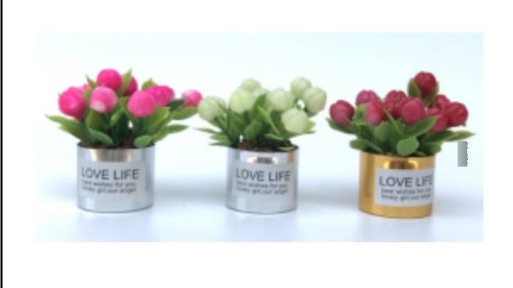 One Assorted Miniature Dollhouse Potted Tulip Flowers